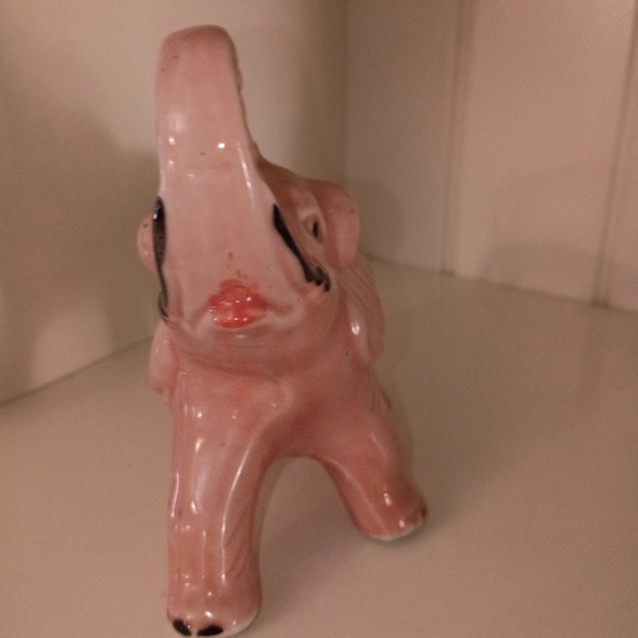 Vintage Ceramic Pink Ceramic Elephant Decor - Picture 4 of 4